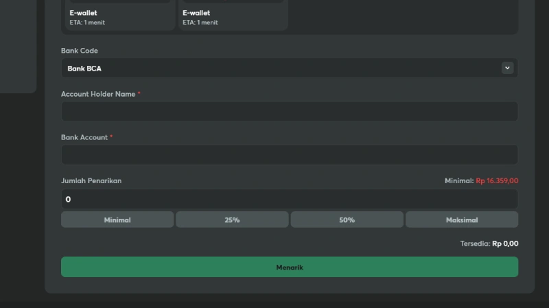 Isi data rekening bank anda dan masukkan jumlah yang akan ditarik - BC Game Indonesia
