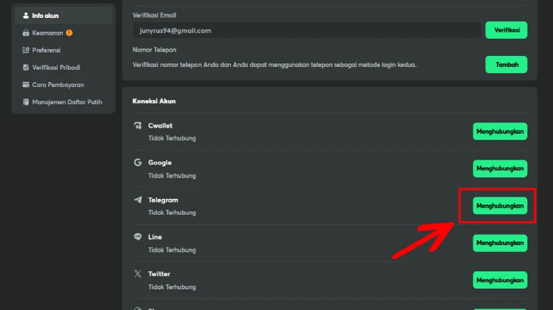 Menghubungkan telegram untuk claim promosi Taco Tuesday - BC Game Indonesia